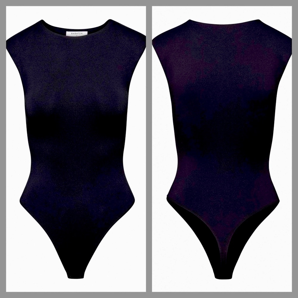 Babaton Aritzia Black Sleeveless Contour Shoulder Pad Bodysuit 2xs